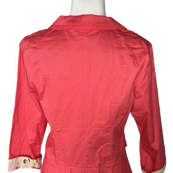 NEW Anthropologie Nick & Mo Coral Fitted Pleated Peplum Back Blazer - M - Picture 6 of 11